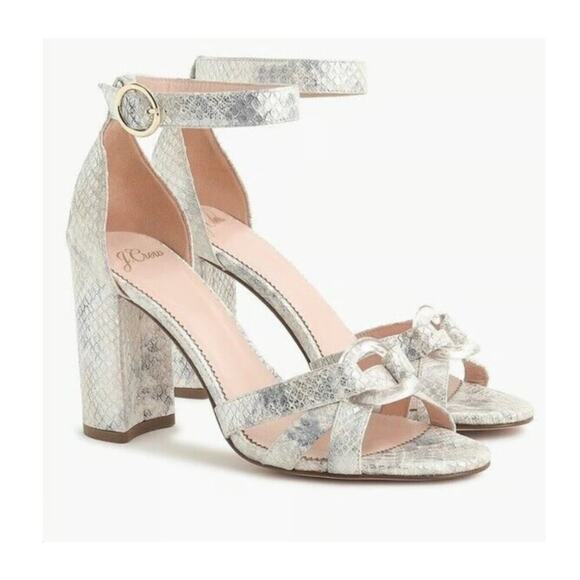 J. Crew Stella Snake Print Block Heel Sandals - Picture 1 of 8